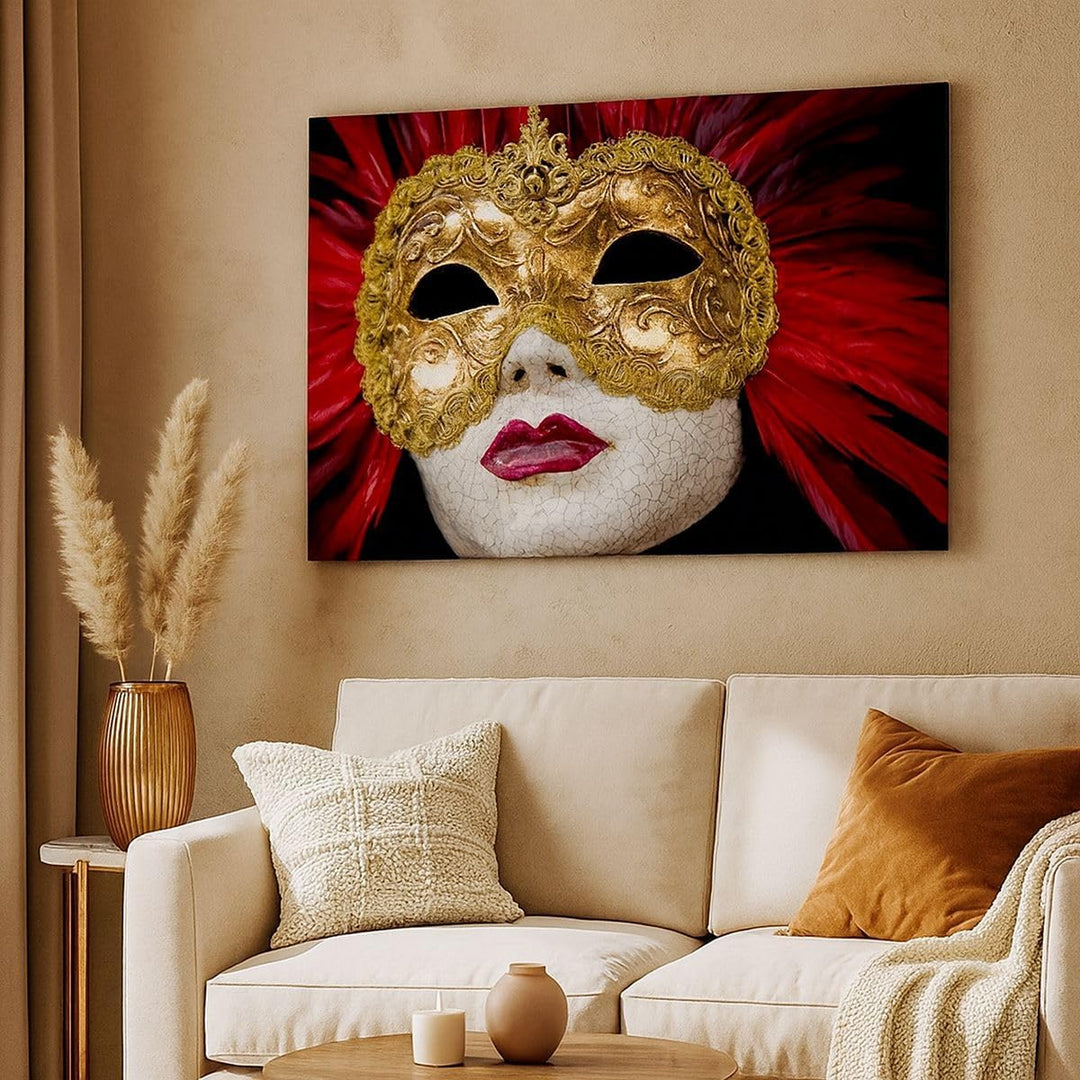 Bilder auf Leinwand Venezianische Maske Kostüm Spass Feder Leinwandbild 70x50cm Wandbilder Dekoratio