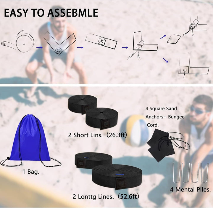 Volleyball-Linien für Strand – Linien für Rasenflächen | Wiederverwendbares Material für den Aussenb