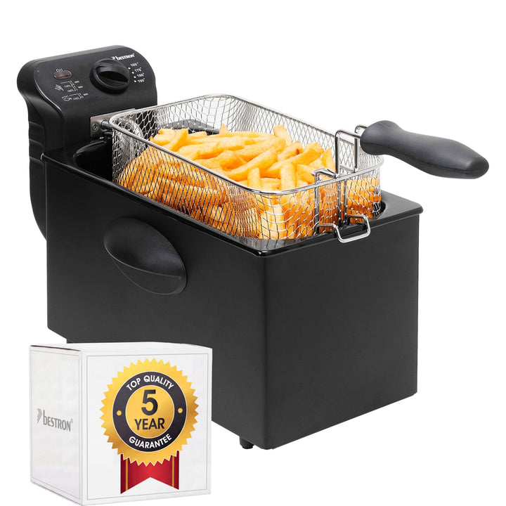 Bestron AF357B Öl-Fritteuse mit Kaltzonentechnologie, 3,5 Liter, 2000 Watt, Farbe:
