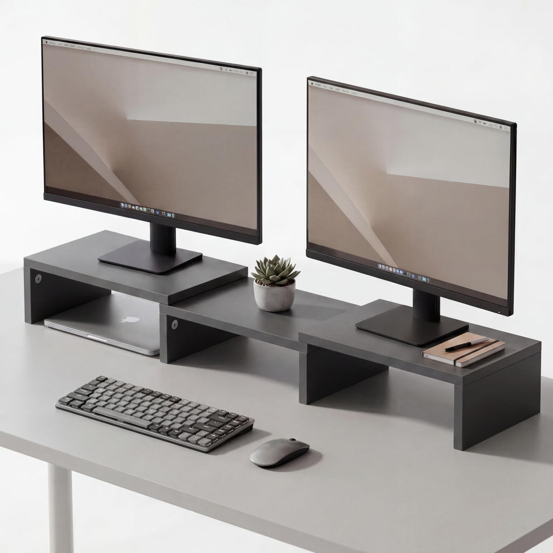 Probus Screen-UP Monitorständer – Ergonomischer Schreibtisch Organizer, Einstellbare Breite 70 bis 1
