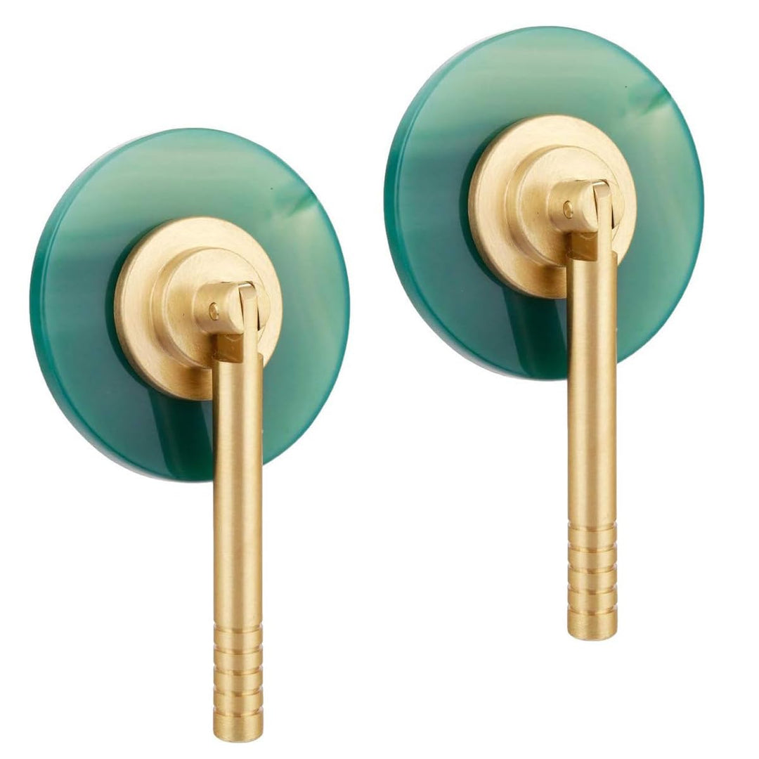 mookaitedecor Set von 2 Gebohrten Grün Achat Slice Drawer Cabinet Knob mit 8,4 cm zylindrischer Grif