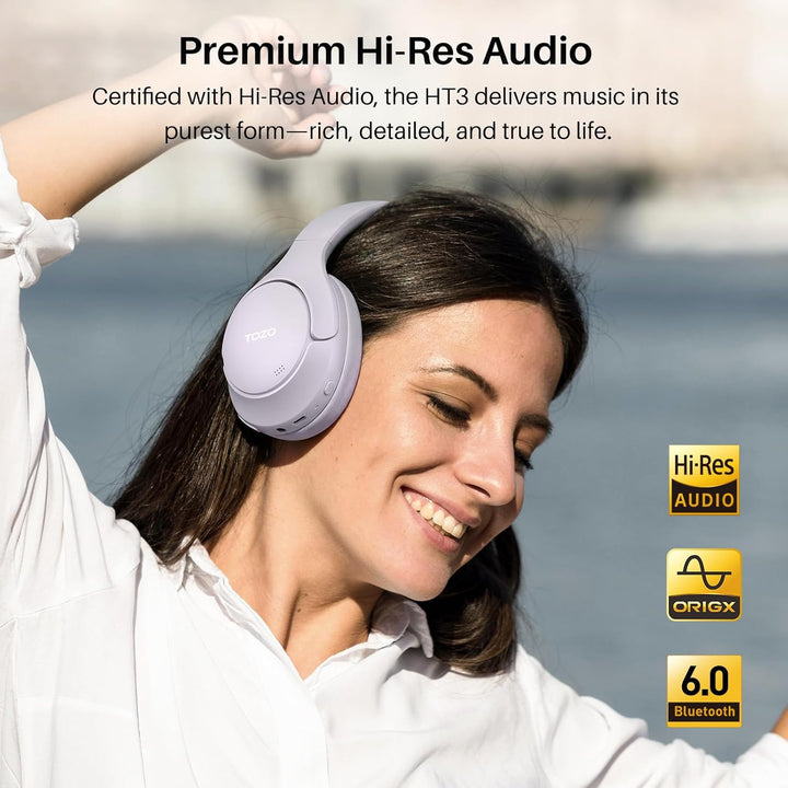 TOZO HT3 Kopfhörer Kabellos Bluetooth Over Ear, Noise Cancelling Kopfhörer mit 5 Mics,90 Std, Hi-Res