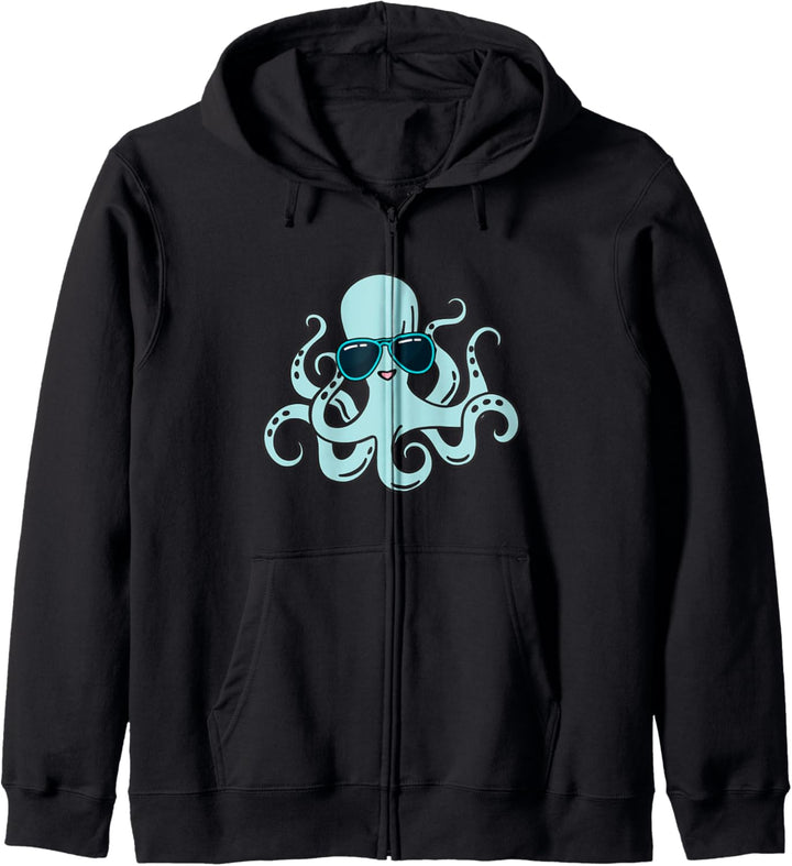 Cool Funny Turquoise Aqua Octopus Wearing Sunglasses Kapuzenjacke