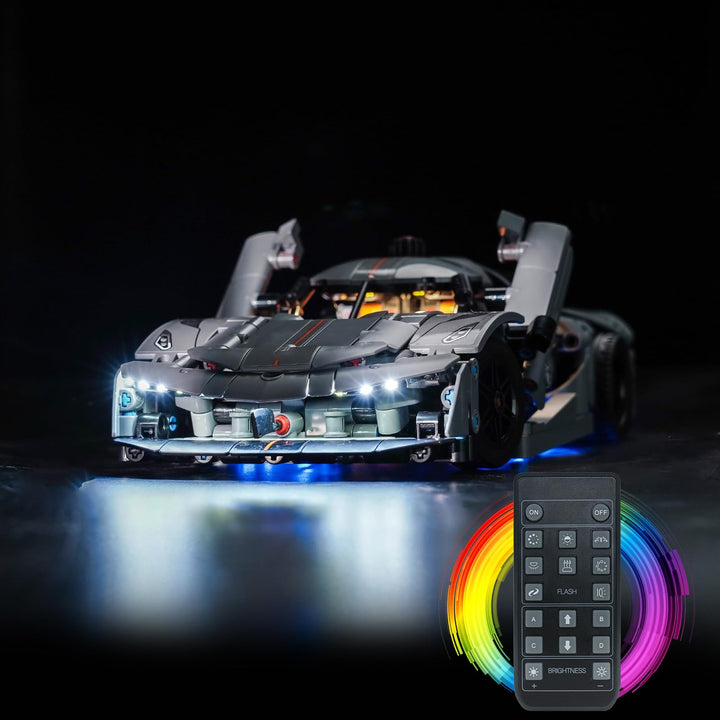 Fernbedienung Licht-Kit Kompatibel mit Lego 42173 Koenigsegg Jesko Absolut Grey Hypercar (Kein Model