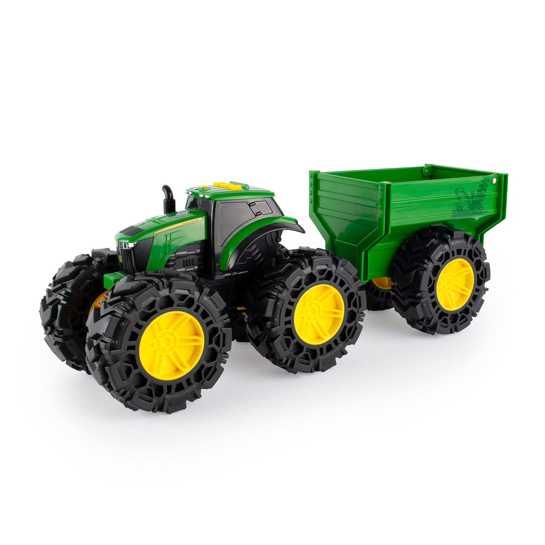 Tomy 47353 John Deere Treads Traktor Wagon, Monster Truck Spielzeug Rädern, Grünes Kinderspielzeug,