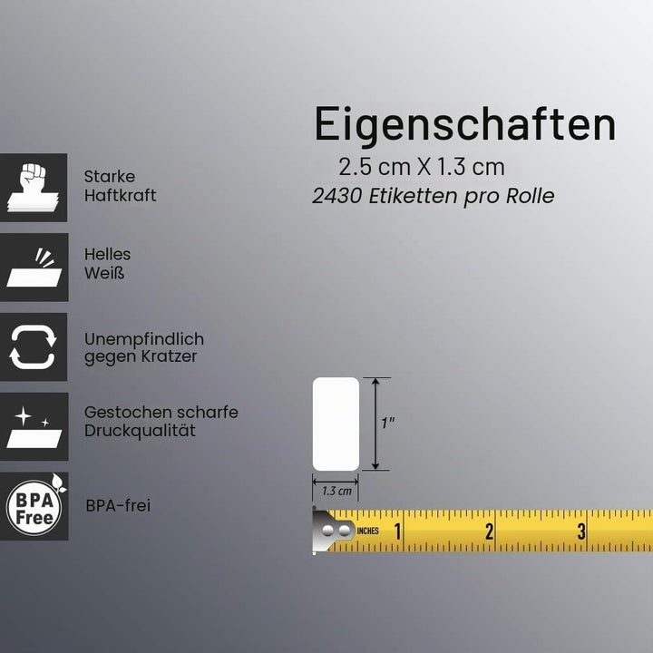 BETCKEY - 25mm x 13mm(1 in x 0,5 in) Perforierte Kleine Thermoetiketten Kompatibel mit Zebra und wei