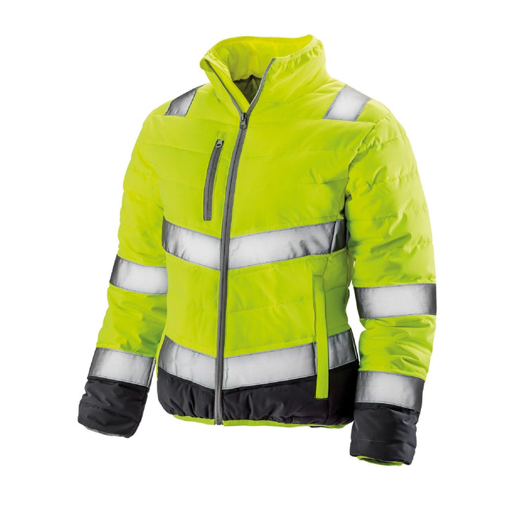 Result Safeguard Damen Warnjacke, leicht gepolstert XS Fluoreszierendes Gelb/Grau, XS Fluoreszierend