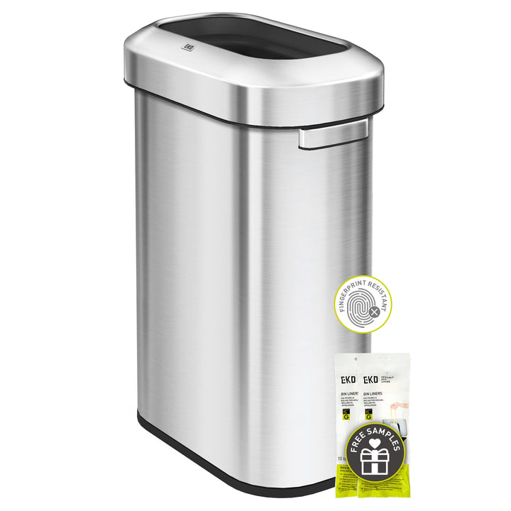 EKO Urban 90 Liter offener Mülleimer aus Edelstahl, schmal, kommerzielle Qualität, grosser Mülleimer