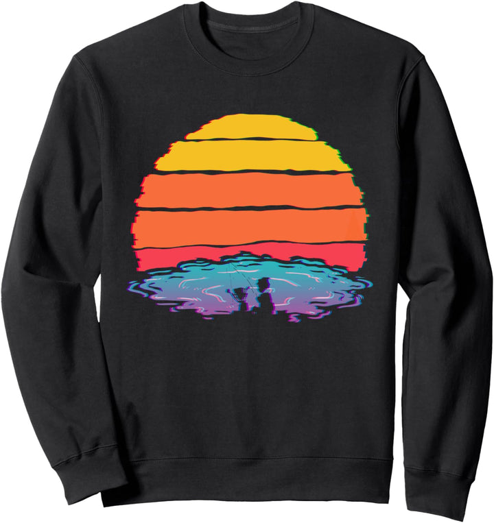 Retro Angeln Vaporwave Aesthetic Angler Fischer Sweatshirt
