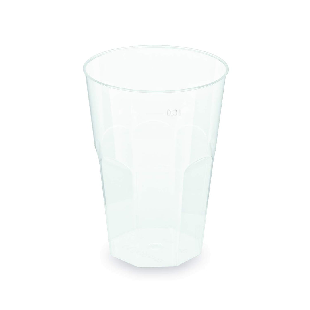 Verpackungsteam 90 Stück Mehrwegbecher, Cocktailbecher, unzerbrechlich, klare PP-Messlinie, 0,30 l,