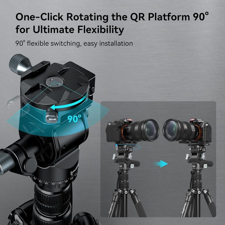 SMALLRIG 73 Zoll Video Tripod für vertikale/horizontale Aufnahmen Videostativ Einbeinstativ, mit Sch