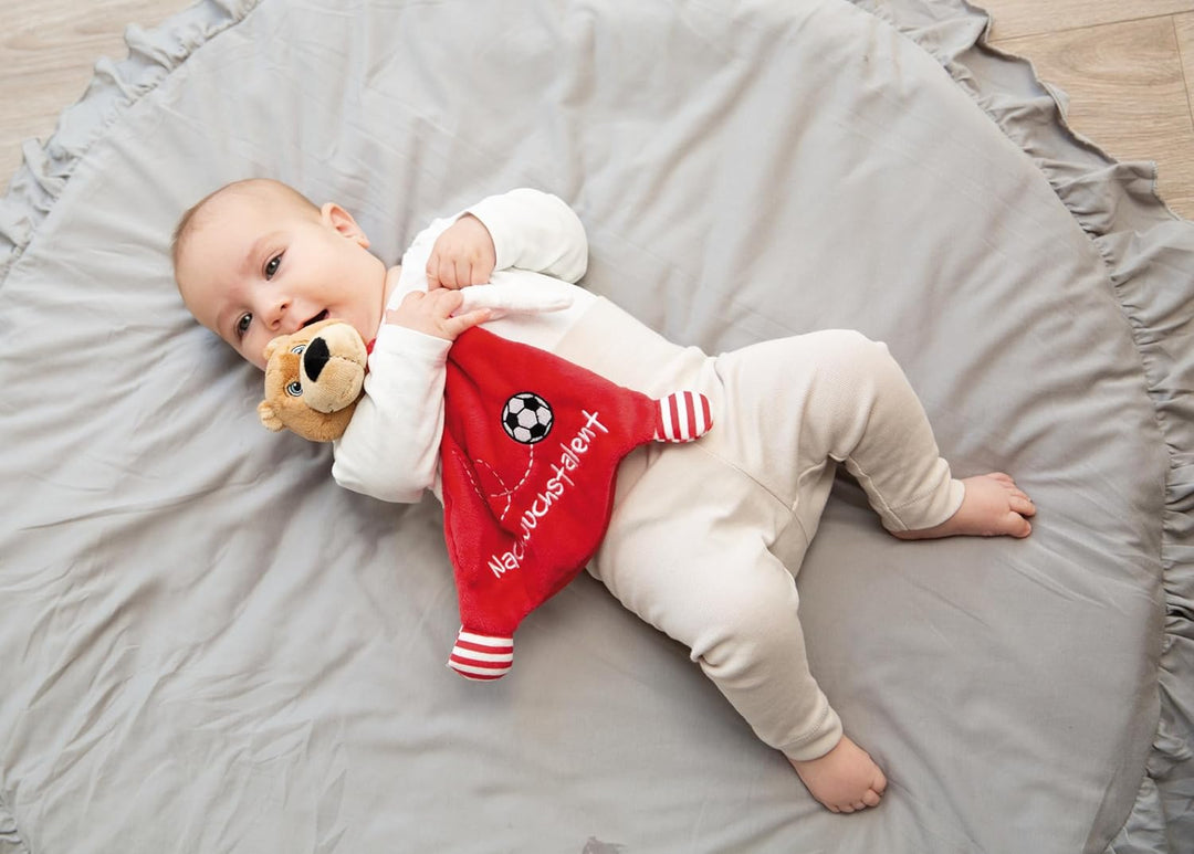NICI Schmusetusch FC BAYERN MÜNCHEN Bär Berni 25 x 25 cm – niedliches Schnuffeltuch mit Stickerei "N