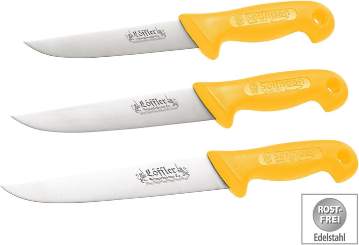 Löffler Schneidewaren Co. Schlachtmesser: 3er-Set Solinger Edelstahl-Metzgermesser, 6, 7 & 8 Zoll (S