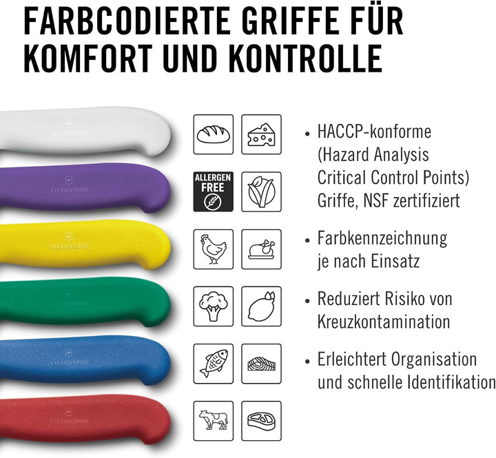 Victorinox Fibrox Ausbeinmesser, Scharfes Küchenmesser für Fleisch und Fisch, 12 cm, Gebogene Klinge