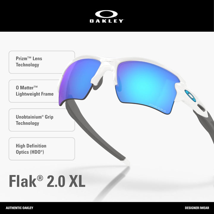 Oakley Sonnenbrille Flak 2.0 XL 59 Weiss (Polished White/Prizmsapphire), 59 Weiss (Polished White/Pr