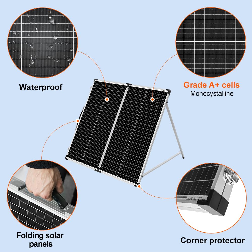 DOKIO 2 Sätze Solarkoffer 160W Monokristalline Solarpanel Faltbar 320W Kit, 2