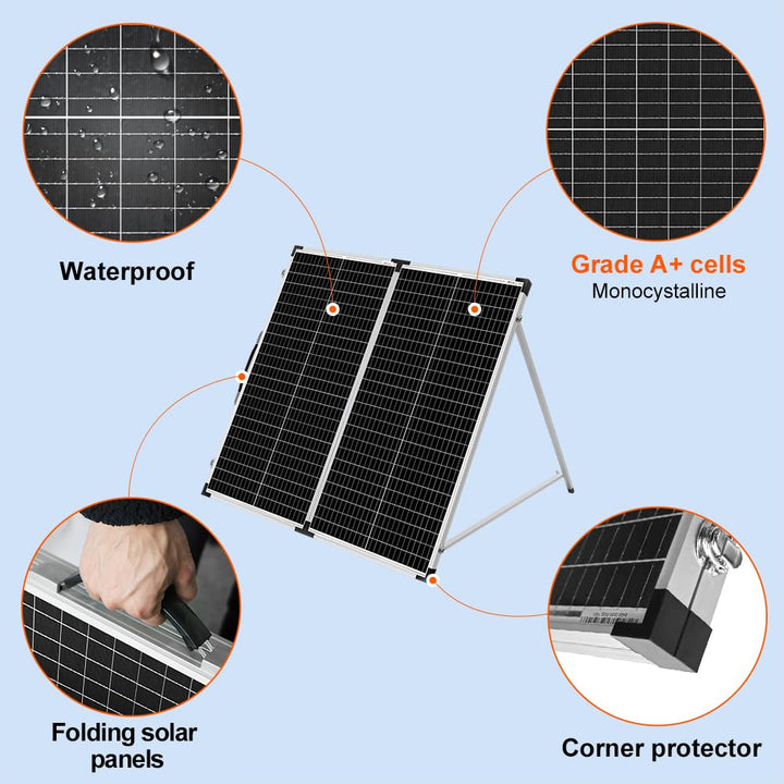 DOKIO 2 Sätze Solarkoffer 160W Monokristalline Solarpanel Faltbar 320W Kit, 2
