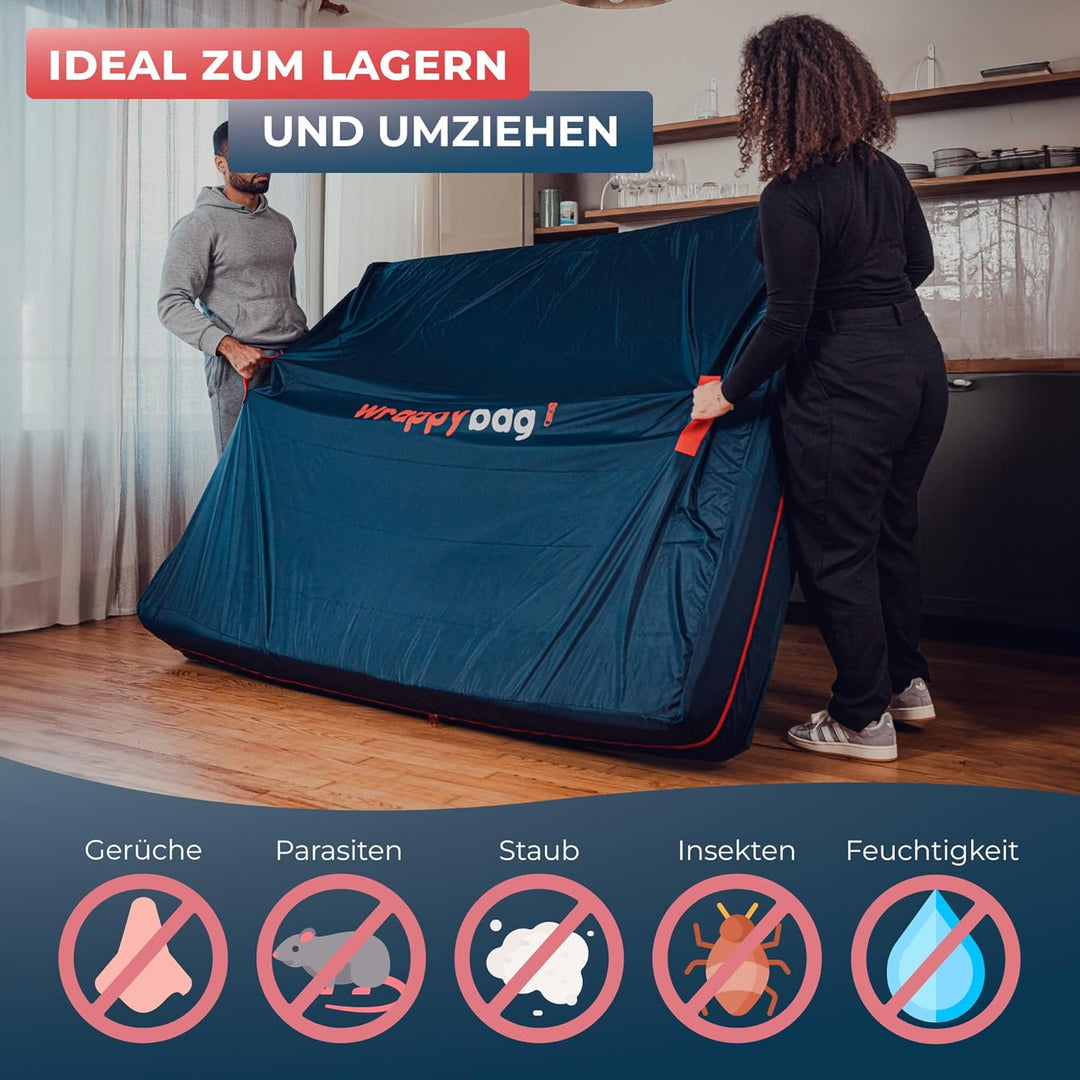 WRAPPYBAG – Matratzenhülle aus Oxford-Polyester – Aufbewahrungstasche mit 4 Tragegriffen – Ideal für