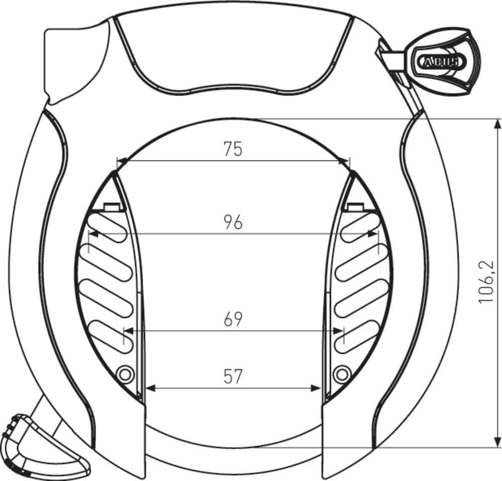 ABUS Rahmenschloss Pro Shield XPlus 5955 + Einsteckkette 6KS + Schlosstasche - Fahrradschloss mit XP