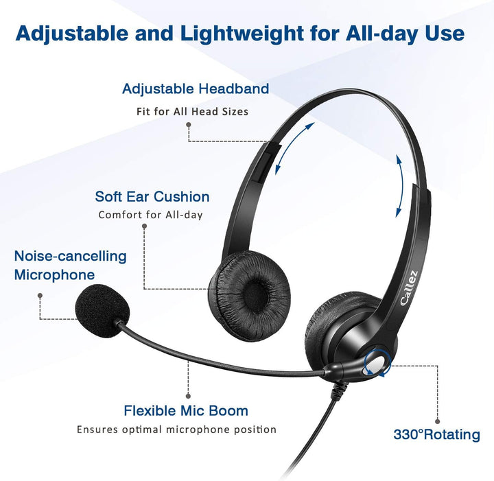 PC Headset USB mit Mikrofon Noise Cancelling & Lautstärkeregler, PC Kopfhörer für Laptop Skype UC Ly