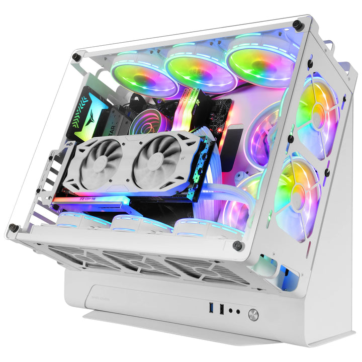 MarsGaming MCB Weiss, PC Gaming ATX XL Gehäuse, Custom Premium Edition, Modularer Zweikammer Aufbau,