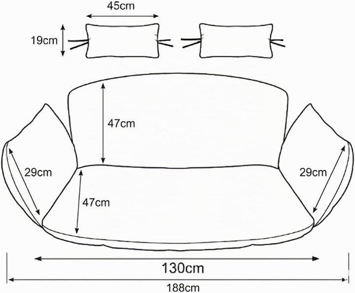 Ferocity Hängesessel Kissen 2 Personen Beige | Doppelkissen Polster für Polyrattan Hängeschaukel | 4