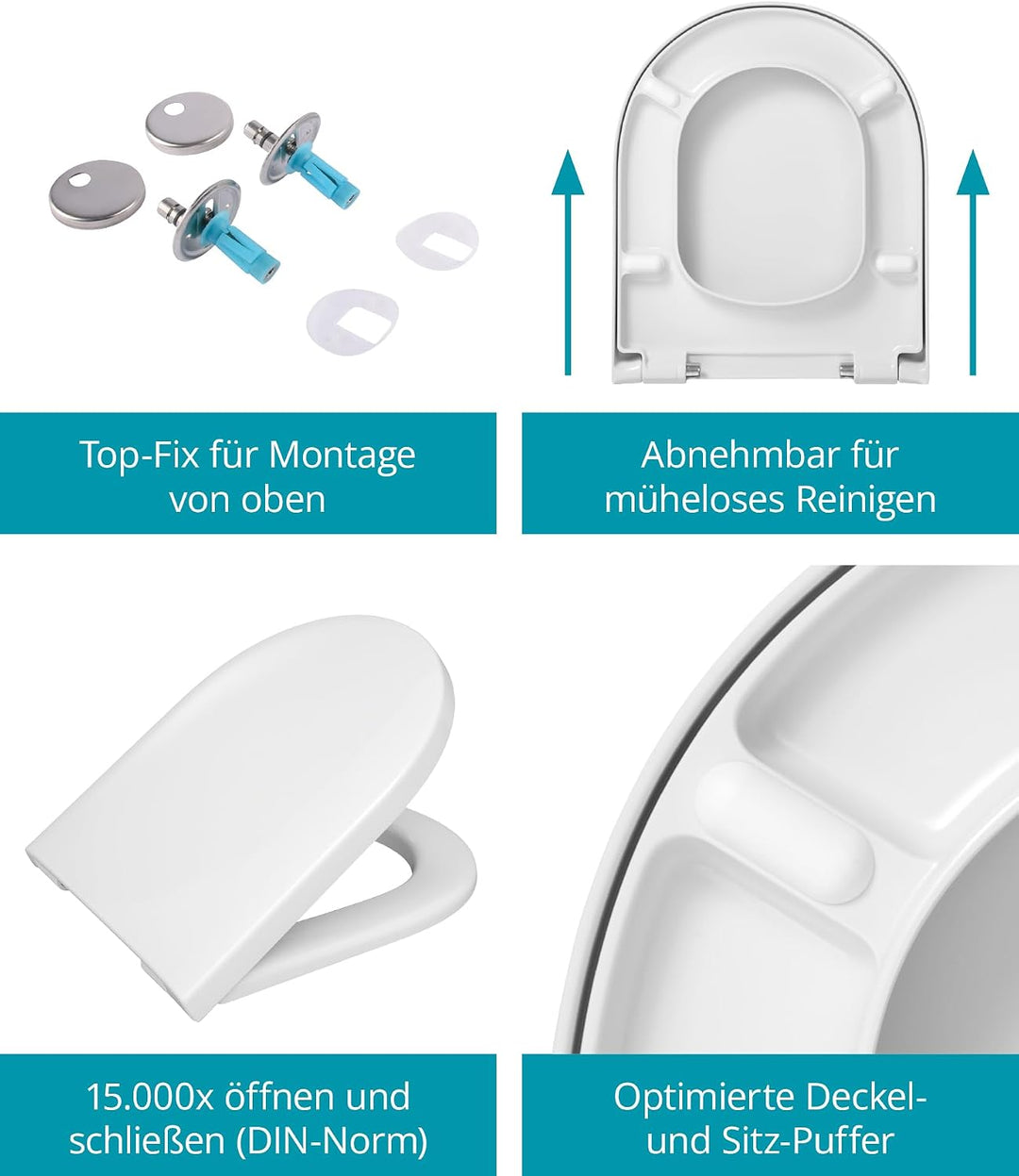 Calmwaters® Antibakterieller WC Sitz mit Absenkautomatik für Villeroy &amp; Boch Subway | Artic | Archit