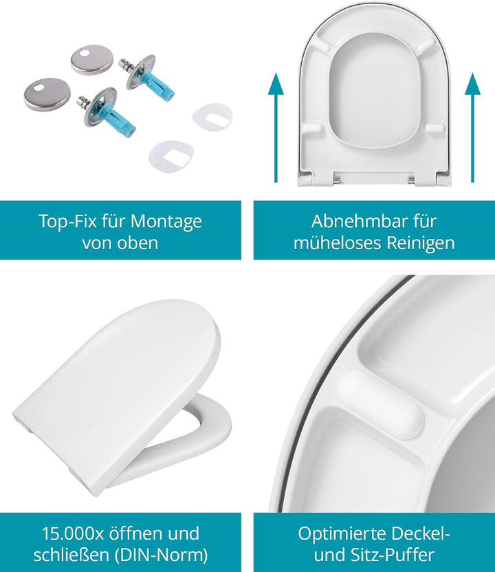 Calmwaters® Antibakterieller WC Sitz mit Absenkautomatik für Villeroy &amp; Boch Subway | Artic | Archit