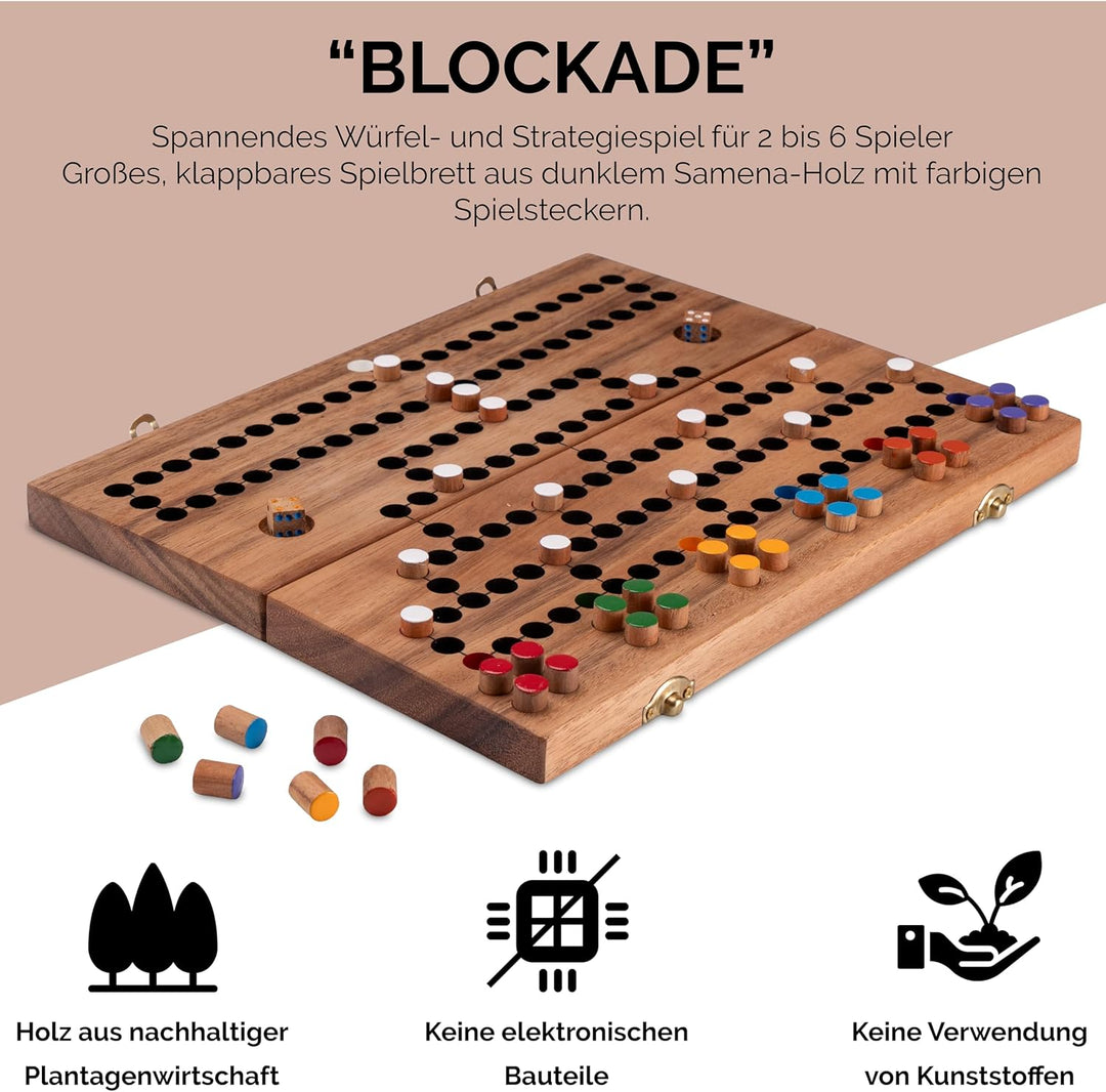LOGOPLAY Blockade für 2 bis 6 Spieler mit Metallverschluss - Spielfeld 26 x 33 cm zusammenklappbar,