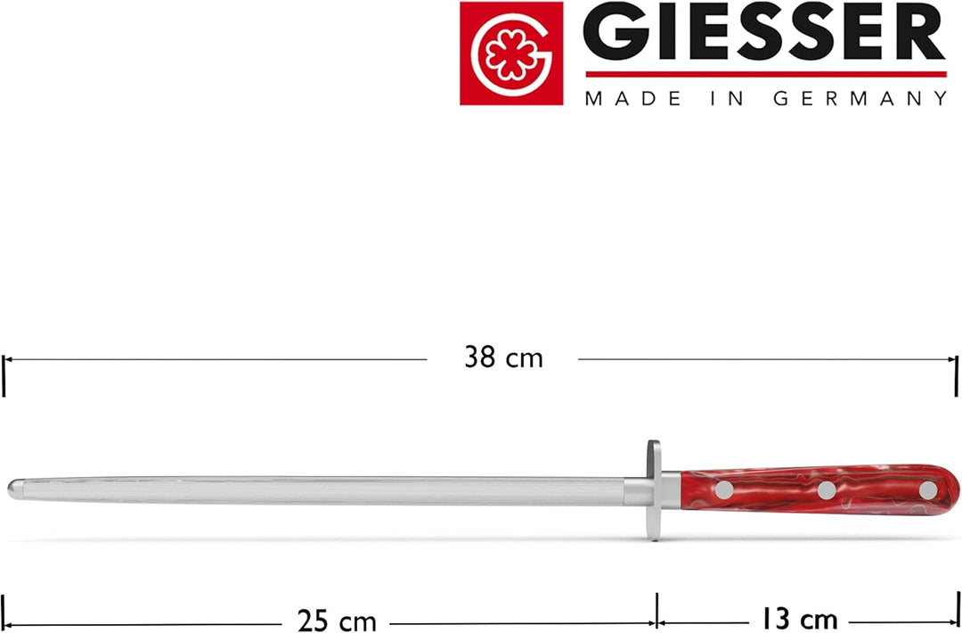 GIESSER seit 1776 - Made in Germany - Wetzstahl 25 cm Red Diamond, PremiumCut Steel No 1, Messerschl
