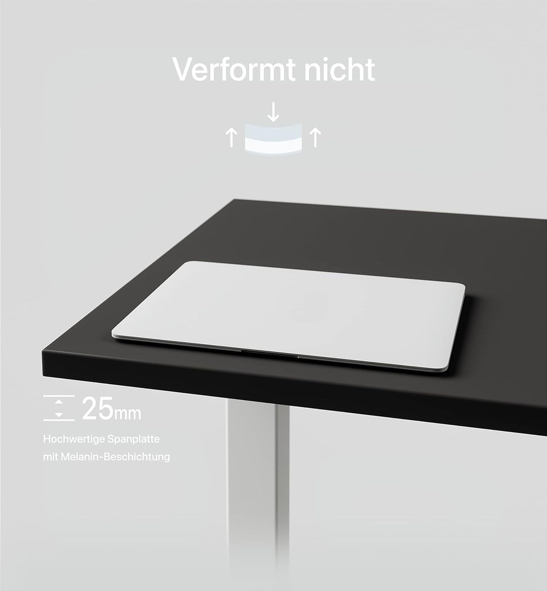 Desktronic Tischplatte 180x80 cm Schreibtischplatte – Perfekt für höhenverstellbare Schreibtische, E