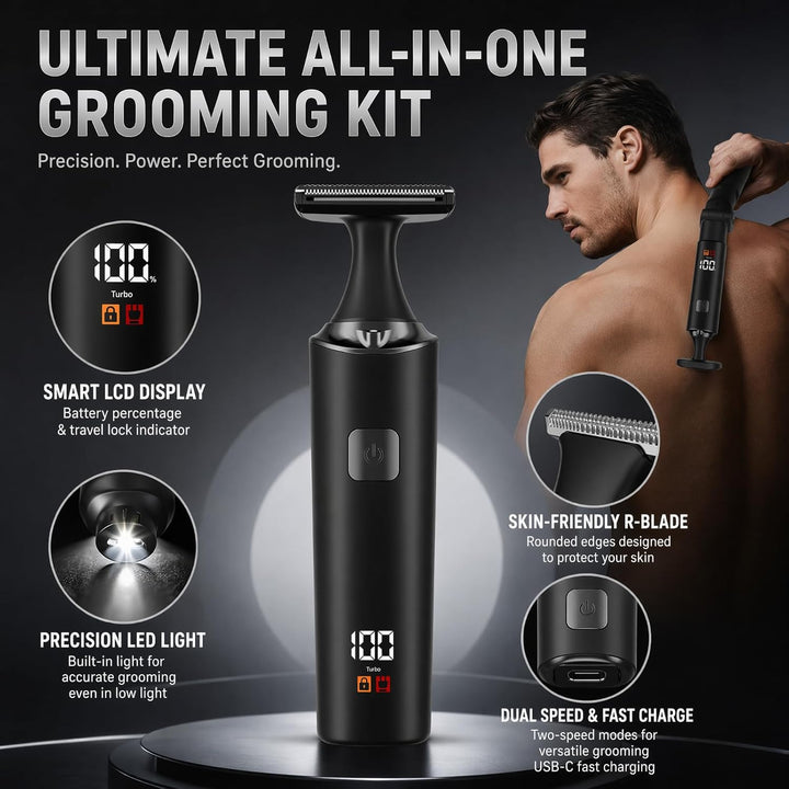 Elektrischer Rückenrasierer für Männer, 5 in 1 Körper-Trimmer, Body Rasierer Trimmer Intimrasierer H
