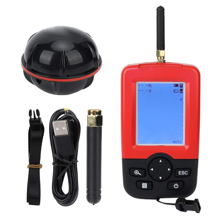 Tragbare Fish Finder Wireless Sonar Sensor Fischköder Echolot mit Wassertemperatur Tiefe Farbdisplay