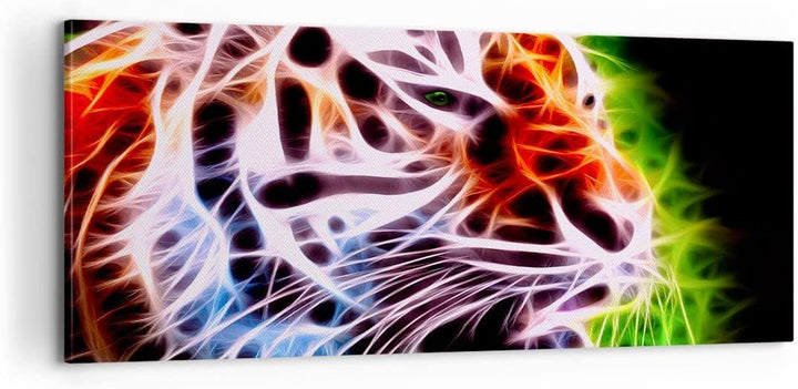 Panorama Bilder auf Leinwand 100x40cm Leinwandbild Afrika aggression tiere tiger Gross Wanddeko Bild