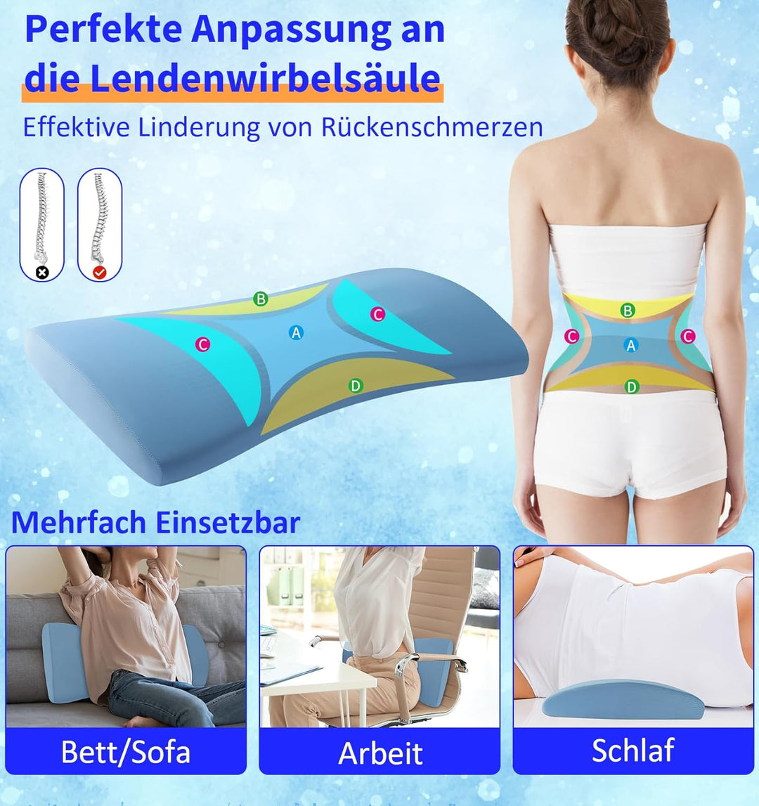 Orthopädisches Lendenkissen Ergonomische Rücken- &amp; Lordosenstütze aus Memory-Schaum für Bett &amp; Sofa