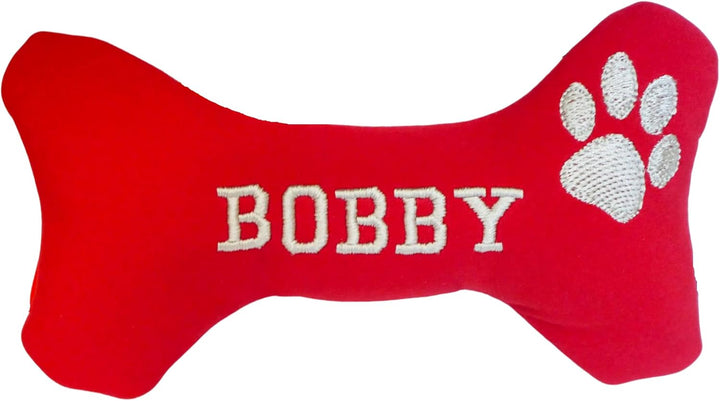Handmade Welpen Hunde Spielzeug Hundespielzeug Quitscher Knochen Pfote mit Name bestickt personalisi