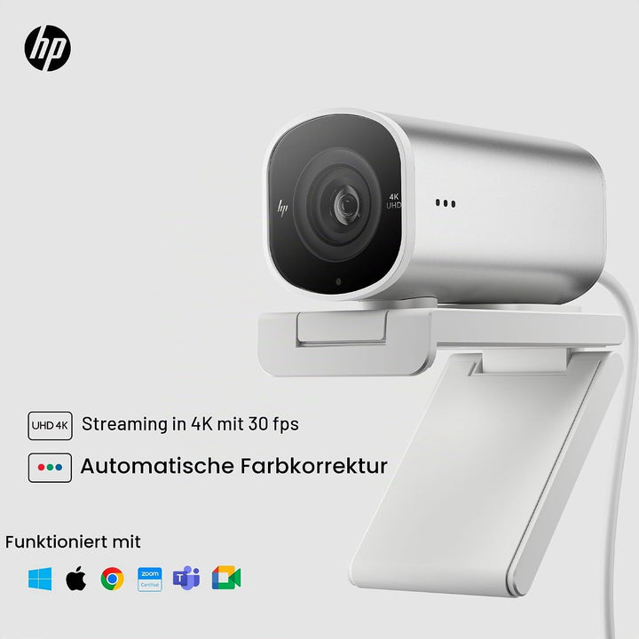 HP CONSUMER. 960 4K Streaming Webcam UHD Auflösung 60 FPS 100° Sichtfeld 360° schwenkbar KI unterstü