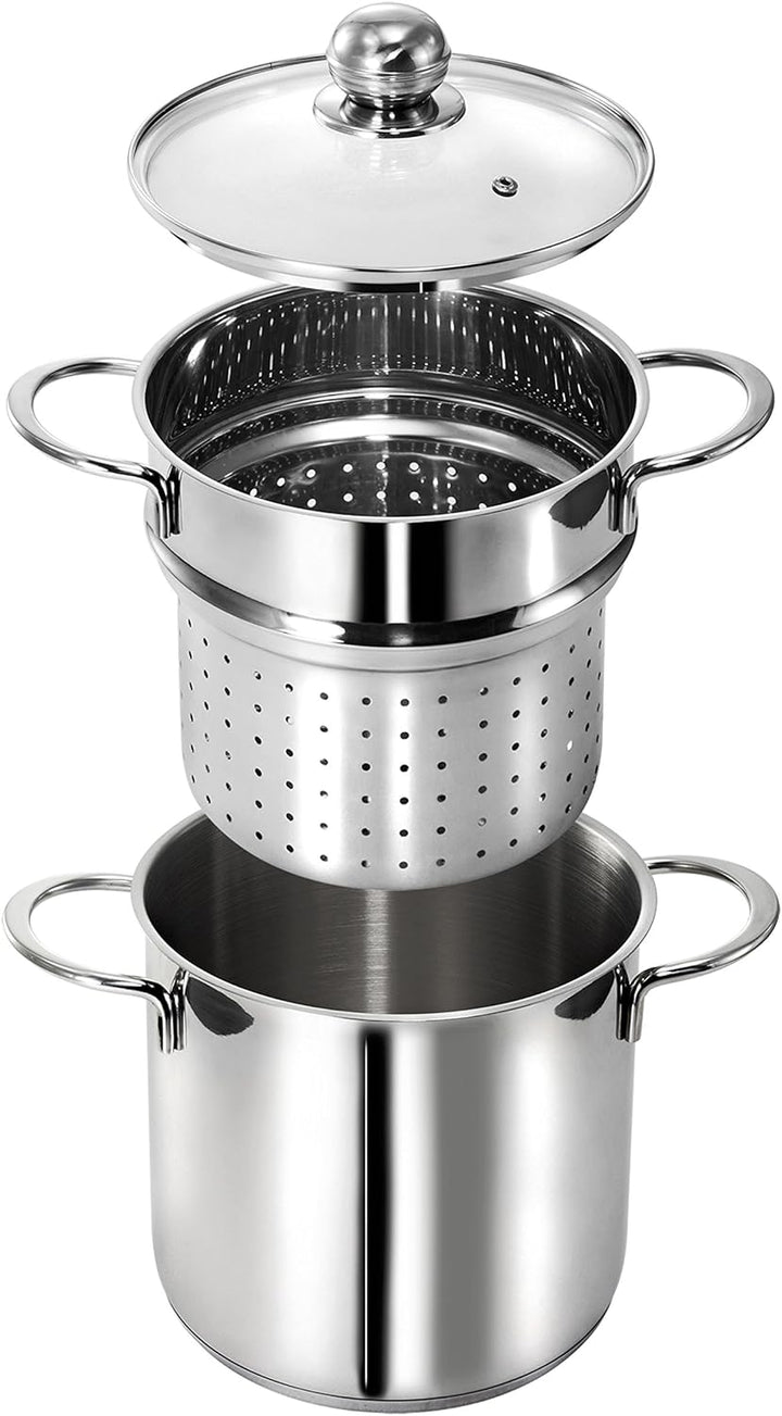 Kopf Induktion Kochtopf Makkaroni, Ø 20 cm, Edelstahl, mit Siebeinsatz für Gemüse