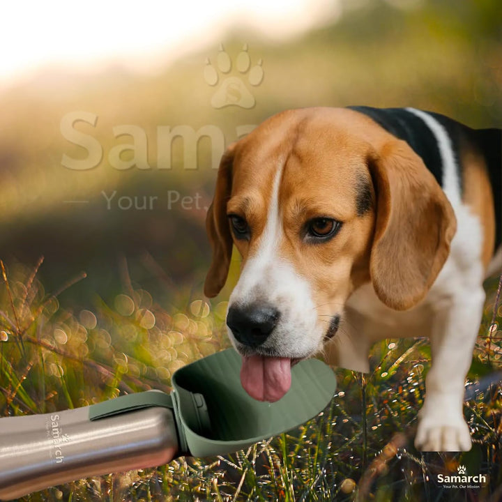 Hunde Trinkflaschen Set für Unterwegs, 800ml Hundetrinkflasche + Umhängetasche, Hundewasserflasche T