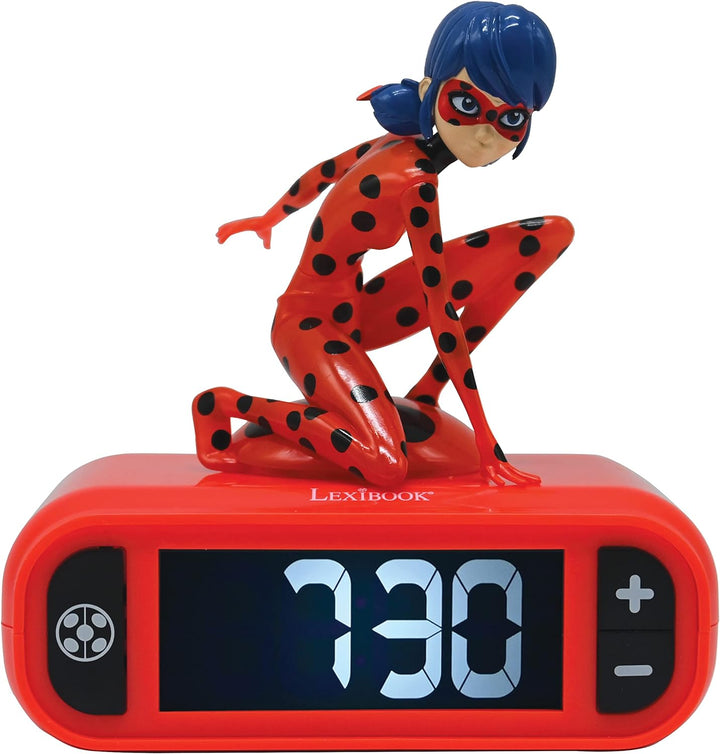 Lexibook, Miraculous Ladybug Cat Noir, Digitalwecker mit Nachtlicht, Snooze, Uhr, leuchtendes Ladybu