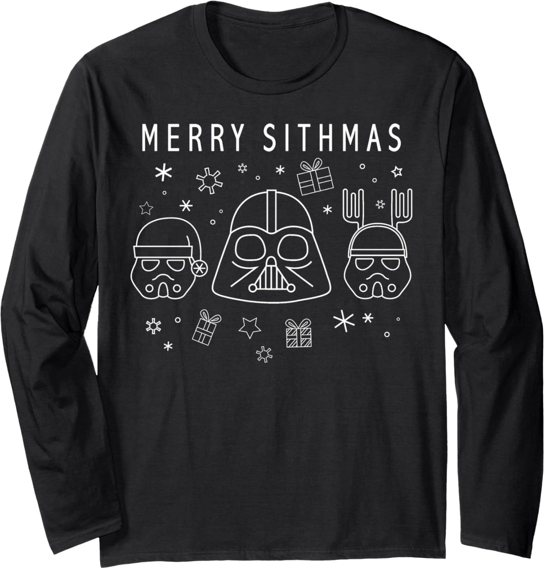 Star Wars Christmas Merry Sithmas Line Art Langarmshirt