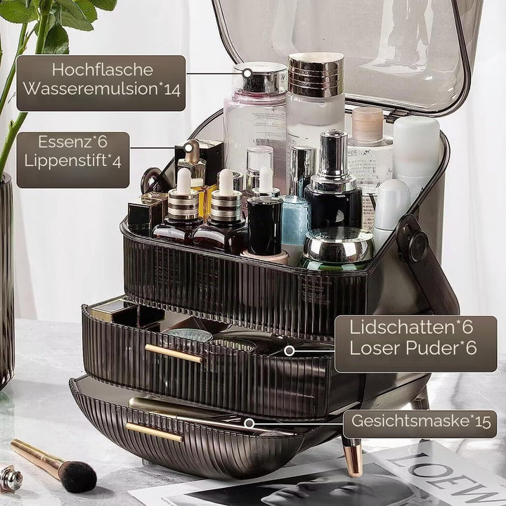 Make Up Organizer, 3 Schichten Grosse Kapazität Kosmetikaufbewahrung, staubdichte, wasserdichte Kosm