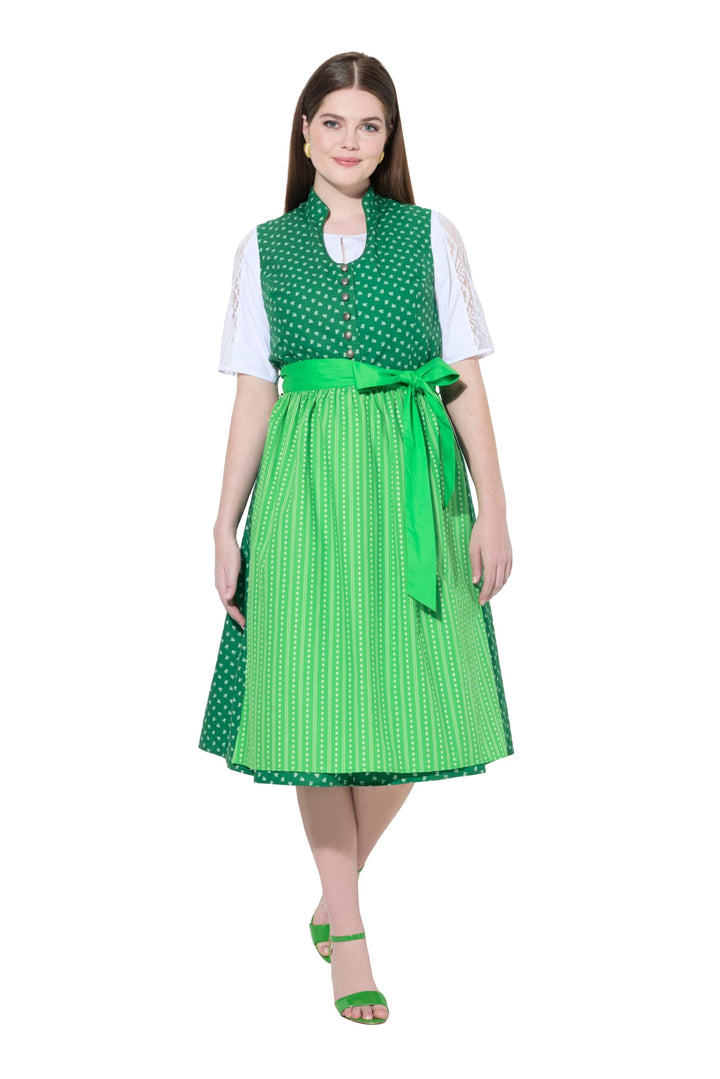 Ulla Popken Damen Dirndl Viola Knöpfe Kleid 42 Grasgrün, 42 Grasgrün