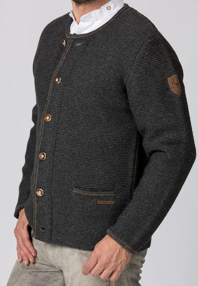 Stockerpoint Amaro Herren Trachtenstrickjacke, Anthrazit