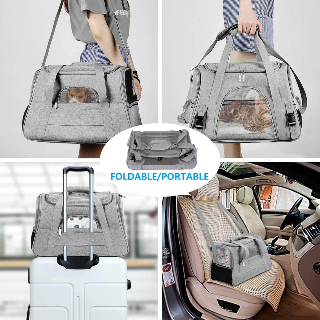 kleine Hunde Transportbox,transportbox Katze, Atmungsaktive und Faltbare Hundebox mit Verstellbarem,