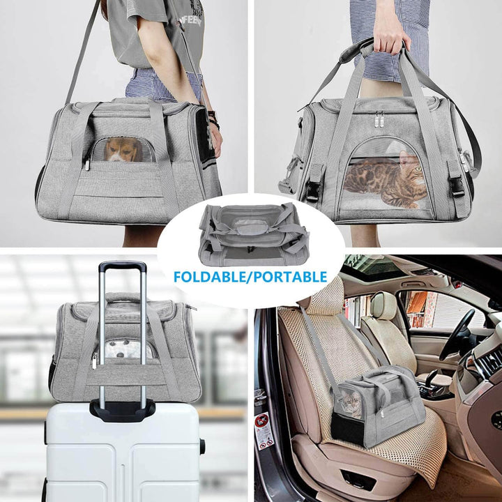 kleine Hunde Transportbox,transportbox Katze, Atmungsaktive und Faltbare Hundebox mit Verstellbarem,