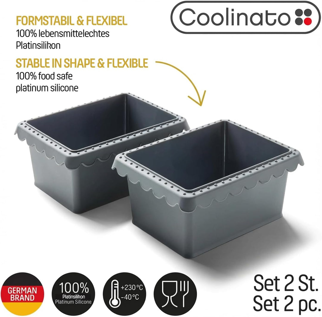 Coolinato - Mini Brotbackform 550g aus hitzebeständigem Platinsilikon Set 2er grau 17x13x7,5cm - Sil