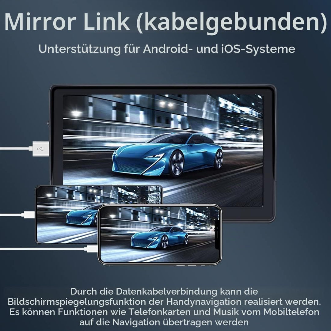 WEPARTICULAR Kabelloser Apple Carplayer Android Auto Monitor, 7-Zoll-Full-HD-Touchscreen, tragbarer