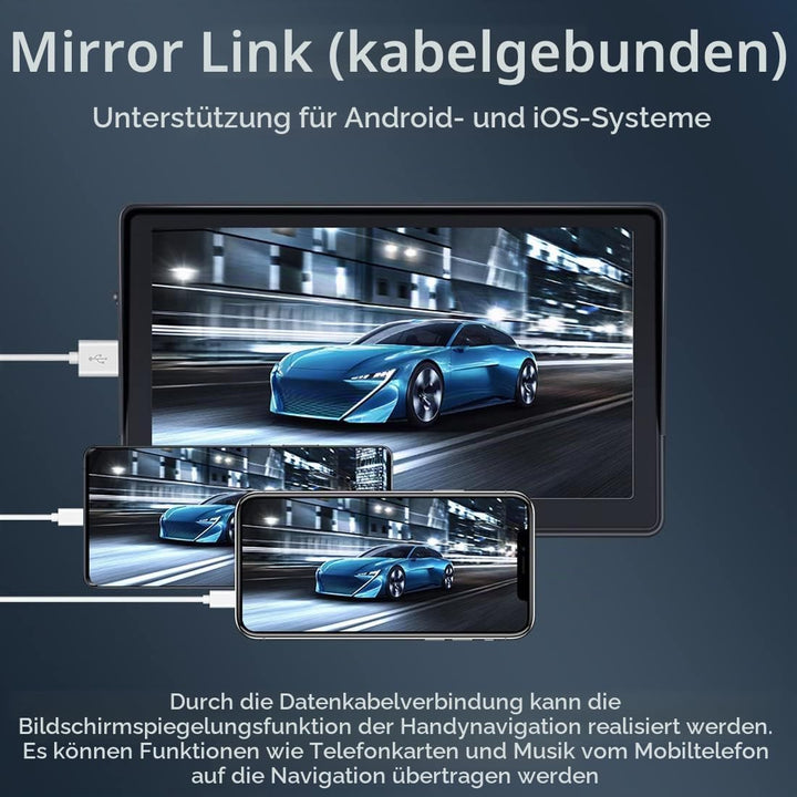 WEPARTICULAR Kabelloser Apple Carplayer Android Auto Monitor, 7-Zoll-Full-HD-Touchscreen, tragbarer