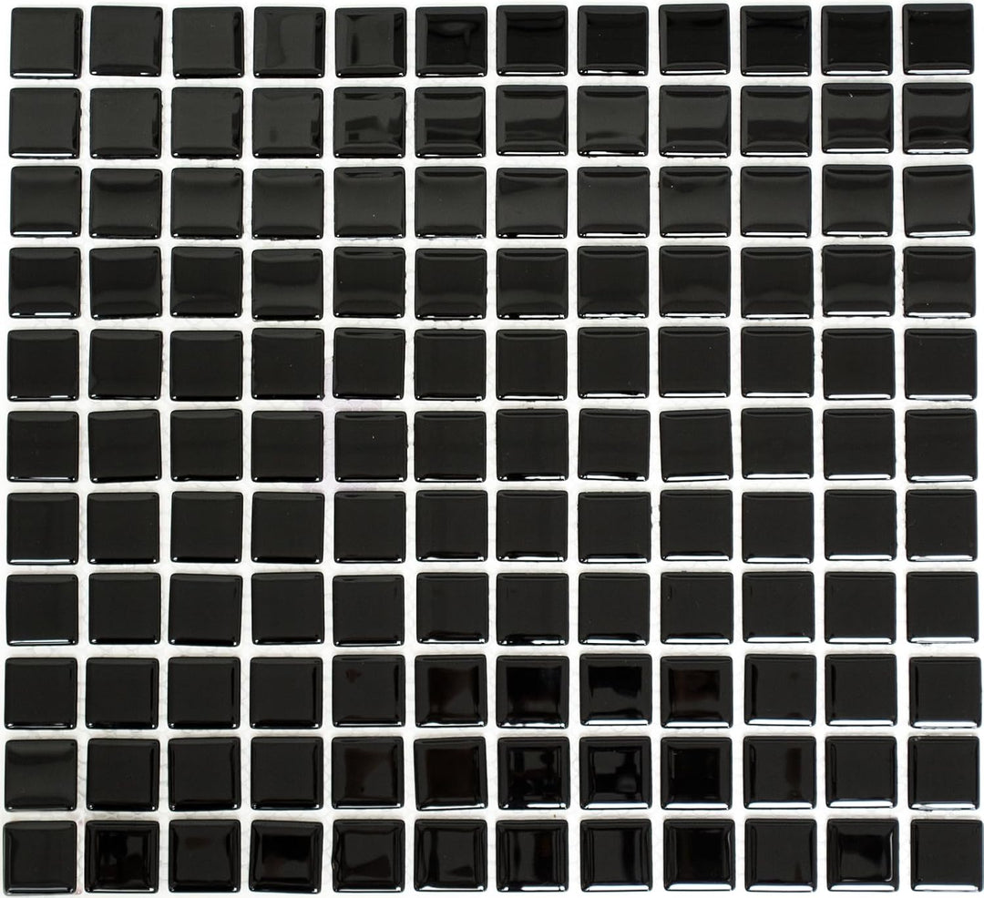 Mosaik Quadrat Crystal uni schwarz Glasmosaik Transluzent Transparent 3D Fliesenspiegel, Mosaikstein